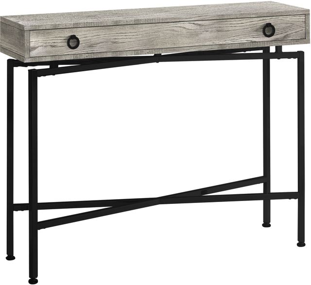 Monarch Specialties Inc. Grey Reclaimed Wood 42"L Console Table with Black Metal Base -0