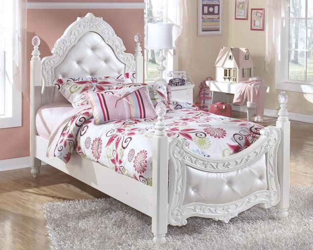 Signature Design by Ashley® Exquisite White Twin Poster Bed-1