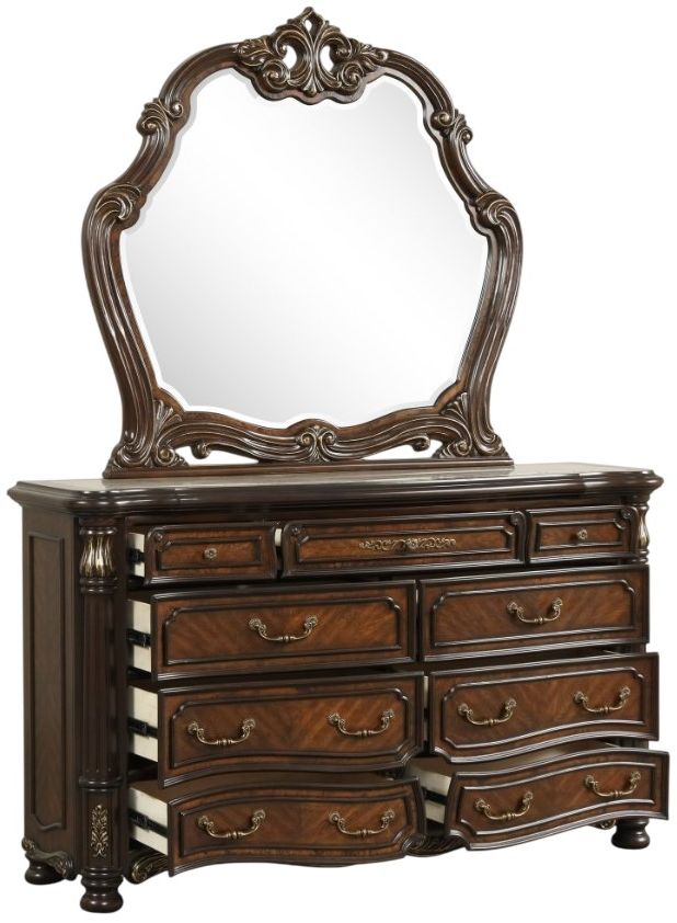 New Classic® Home Furnishings Bella Notte Mahogany Brown Dresser and Mirror-3