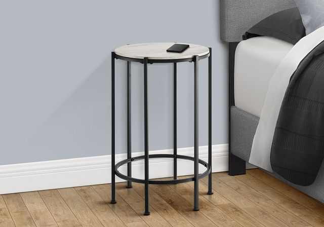 Monarch Specialties Inc. Washed Oak End Table with Black Metal Base-2