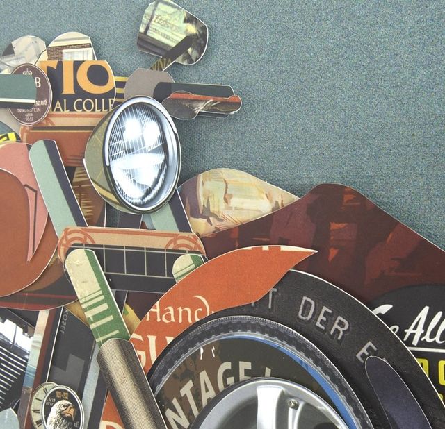 YHD Motorcycle in Route 66 Wall Art-3