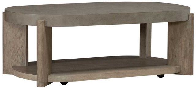 Liberty Furniture Affinity Gray Oval Cocktail Table with Dusty Taupe Base-0