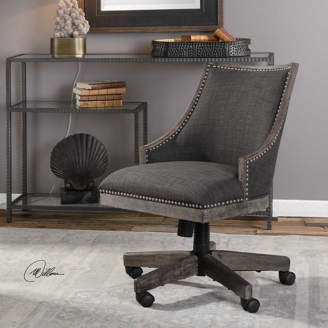 Uttermost® Aidrian Heavy Gray Desk Chair-1
