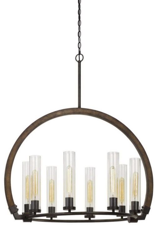 Cal® Lighting & Accessories Sulmona Iron/Oak Chandelier-0