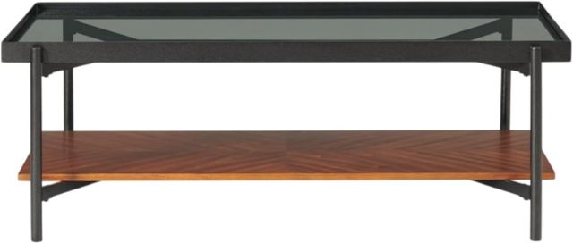 Riverside Furniture Lennox Black Cocktail Table with Rosewood Base-2