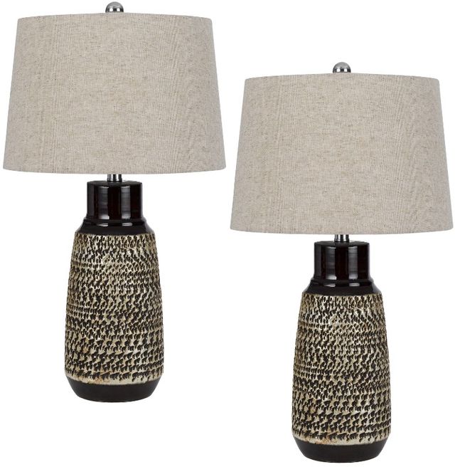 Cal® Lighting & Accessories Scottsboro 2-Piece Antique Silver/Black Table Lamp Set-0
