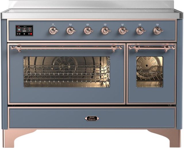 Ilve® Majestic III 48" Blue Gray Pro Style Induction Range with 6 Elements and Copper Trim-0