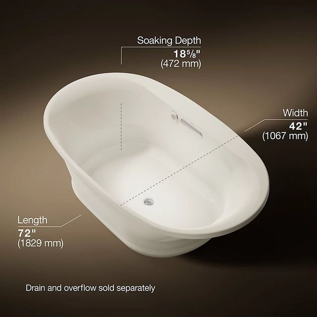 KOHLER® Underscore® Biscuit 71.5" x 41.5" Drop-in Heated BubbleMassage™-3