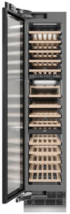 ZLINE Autograph Edition 18 in. 9 Cu. Ft. Panel Ready Left Hinge Triple Zone Column Wine Cooler with Matte Black Accents-2