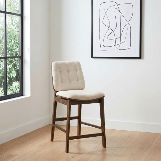 Coaster® Redbridge 2-Piece Cream/Walnut Upholstered Counter Stool Set-2
