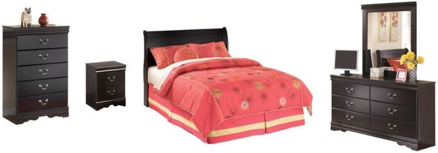 Signature Design by Ashley® Huey Vineyard 4-Piece Black Full Sleigh Headboard Set-0