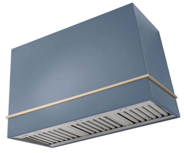 AGA Loge 48" Stone Blue Wall Mounted Range Hood with Antique Brass Trim-0