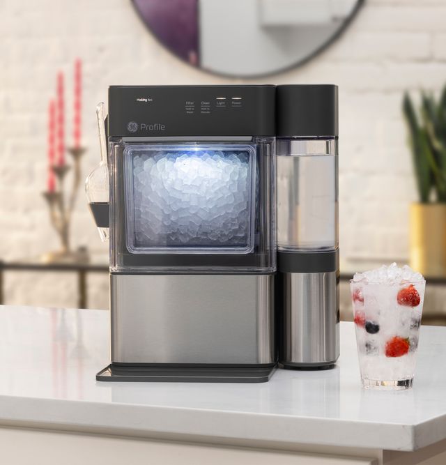 GE Profile™ Opal™ Mini Pro 12" 34 lb. Stainless Steel/Gray Nugget Ice Maker with Side Tank-1