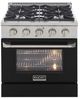 Kucht Professional KDF Series 30" Stainless Steel Pro Style Dual Fuel Range with Black Door-0