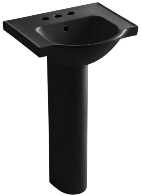 Kohler Veer® Black 21" Centerset Rectangular Pedestal Bathroom Sink-0