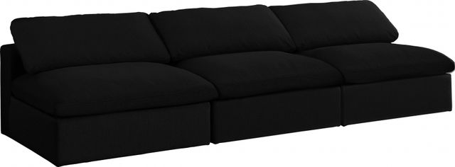 Meridian Furniture Serene Black Linen Fabric Deluxe Cloud Modular Armless Sofa-0