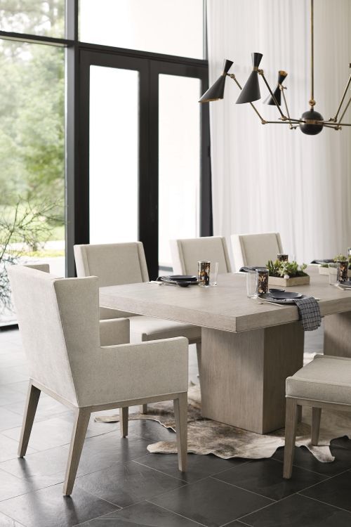 Bernhardt Linea Cerused Greige/Gray Dining Arm Chair-1