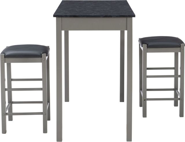 Linon Lance 3-Piece Faux Marble/Gray Tavern Set-3