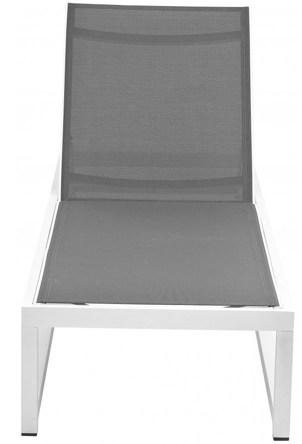 Meridian Furniture Maldives Grey/White Aluminum Outdoor Patio Adjustable Chaise Lounge Chair-1