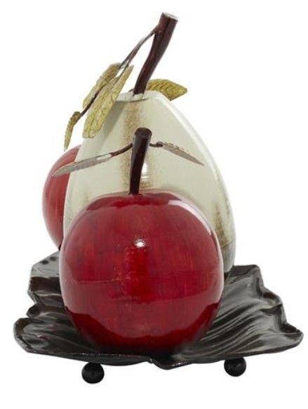 Deco Marche Red 18'' Fruit Decorative Sculpture with Platter-2
