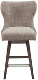 Olliix by Madison Park Camel/Brown Hancock High Wing Back Button Tufted Upholstered 32" Swivel Bar Stool-1