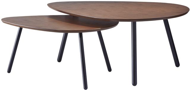 Adesso® Hendrix Walnut Nesting Coffee Table with Metal Black Legs-1