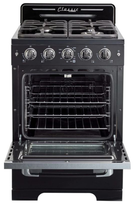 Unique® Appliances Classic Retro 24" Midnight Black Freestanding Natural Gas Range-1