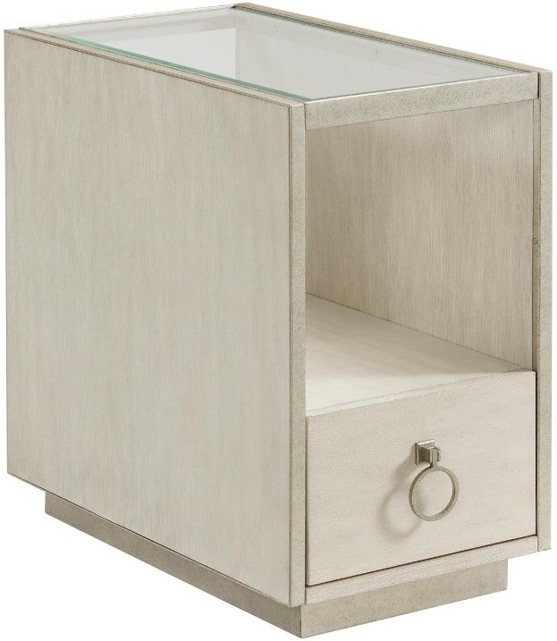 Riverside Furniture Maisie Glass Top Chairside Table with Champagne Base-0