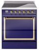 Ilve® Nostalgie II Noblesse 30'' Midnight Blue Pro Style Induction Range with Brass Trim-0