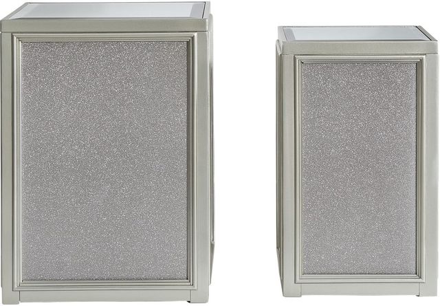 Signature Design by Ashley® Traleena 2-Piece Mirrored Top Nesting End Table with Silver Base Set-1