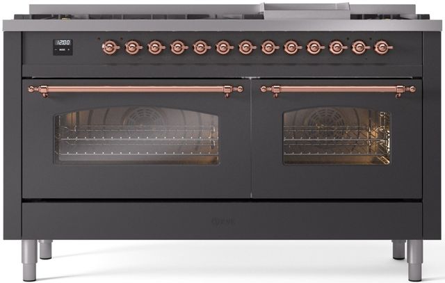 Ilve® Nostalgie II Series 60" Graphite Matte Pro Style Dual Fuel Range-0