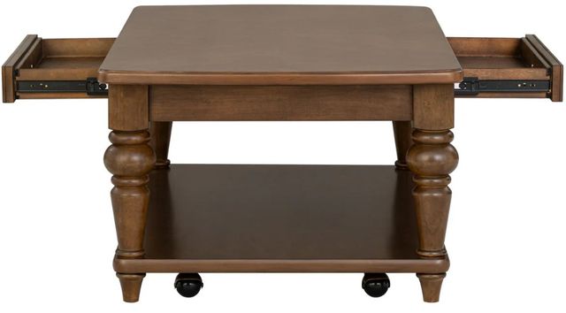 Flexsteel® Bellevue Whiskey Brown Rectangular Coffee Table with Casters-4