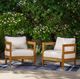 Linon Surfside 2-Piece Beige/Brown Acacia/Fabric Outdoor Club Chairs-4