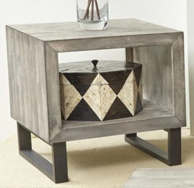 Jofran Inc. Mulholland Drive Gray End Table with Black Base-1