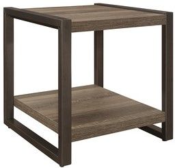 Mazin Furniture Douge Brown End Table with Gunmetal Frame -2