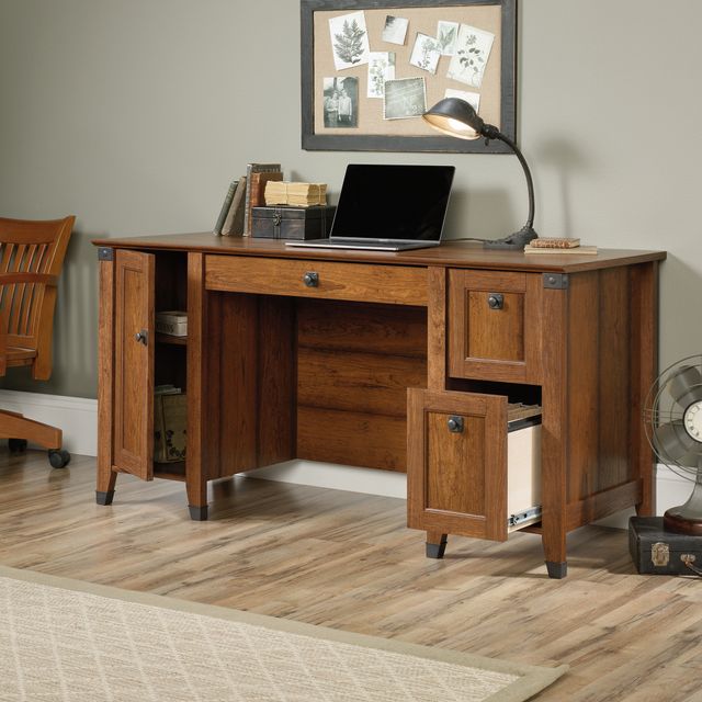 Sauder® Carson Forge® Washington Cherry Computer Desk-5
