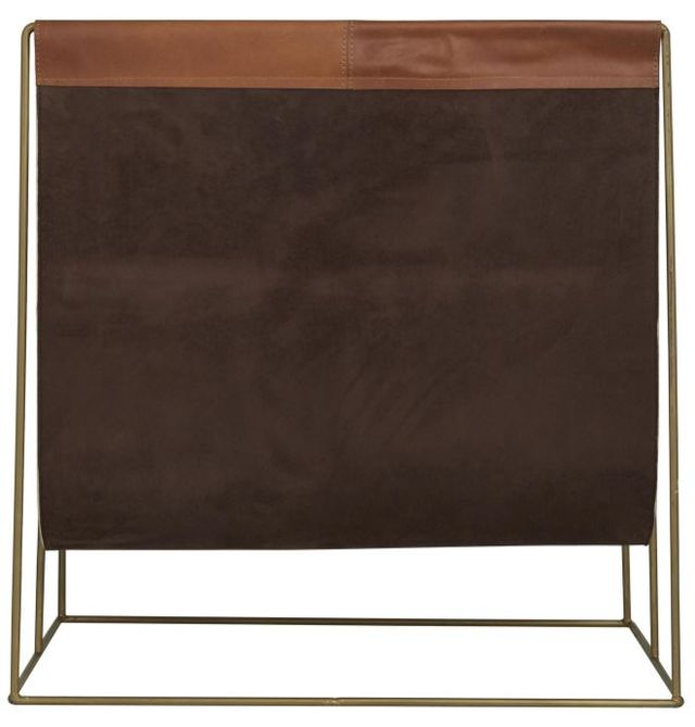 Deco Marche U Select Brown Leather Decorative Magazine Holder with Metal Stand-2
