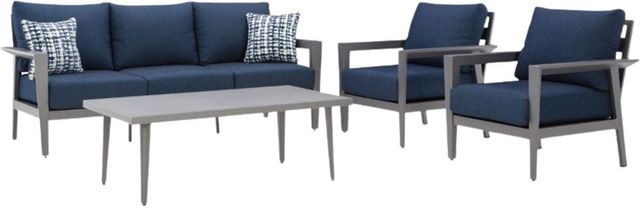 Gali 4 Piece Outdoor Seating - Gray/Blue