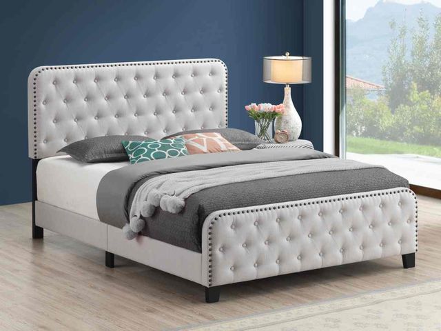 Coaster® Littleton Beige Queen Tufted Upholstered Bed-1