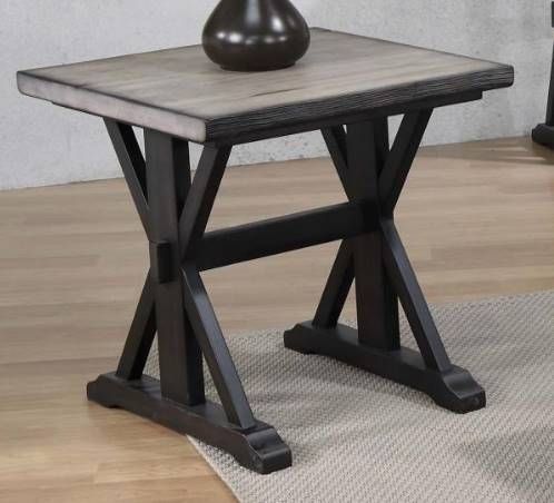 Urban Styles Furniture Orlando Smoke Gray End Table with Cappuccino Base-0