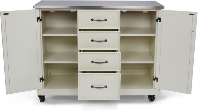 homestyles® Seaside Lodge Off-White/Stainless Steel Kitchen Cart-1