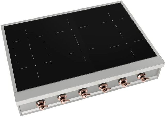 Ilve Nostalgie II 36” Stainless Steel Induction Rangetop with 6 Elements and Copper Trim-2