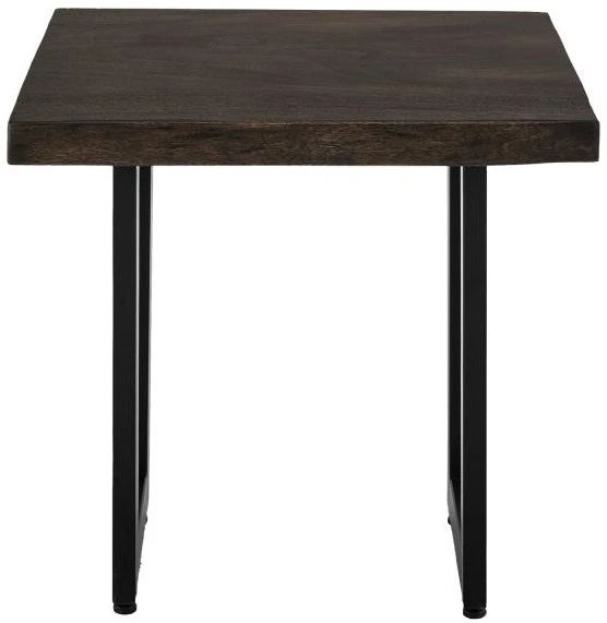 International Furniture Direct Raramuri Stained Dark End Table with Black Base-3