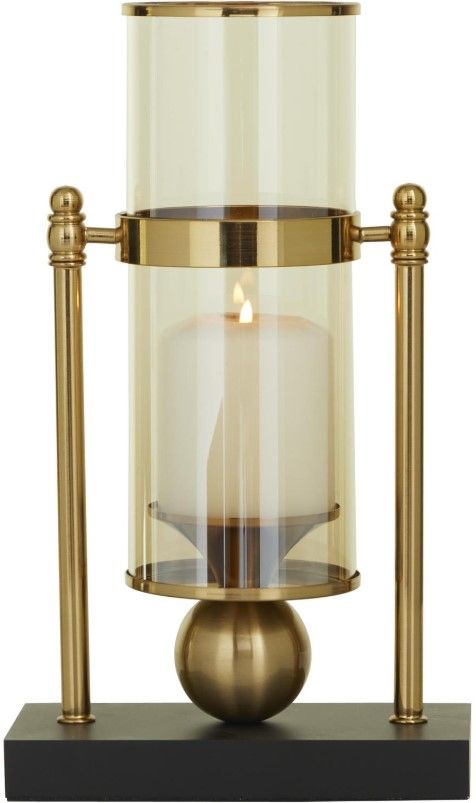 Deco Marche CosmoLiving by Cosmopolitan Gold Pillar Hurricane Lamp with Stand-1