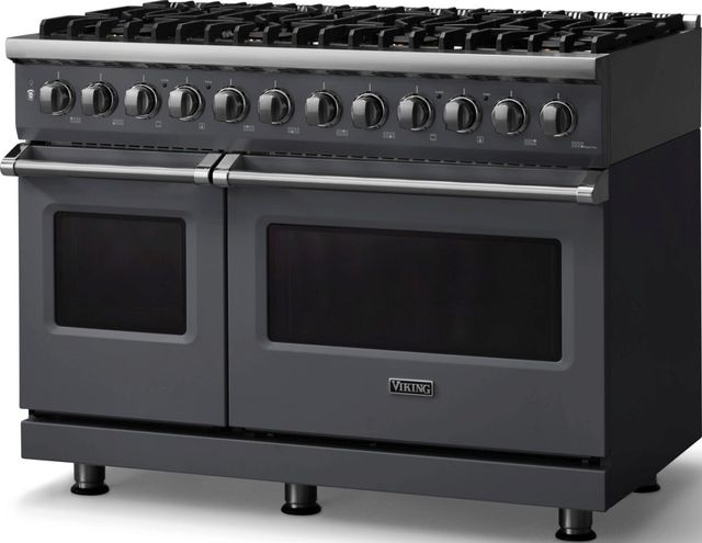 Viking® 5 Series 48" Cast Black Pro Style Dual Fuel (LP) Range with Polished Chrome Trim-3