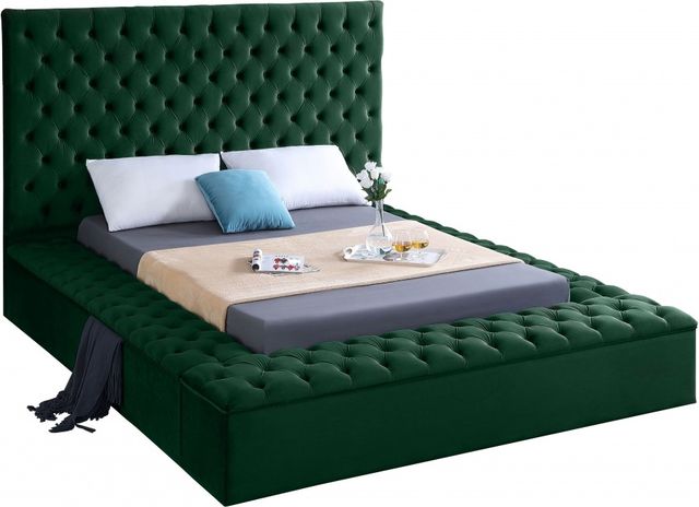 Meridian Furniture Bliss Green Velvet Queen Bed-1