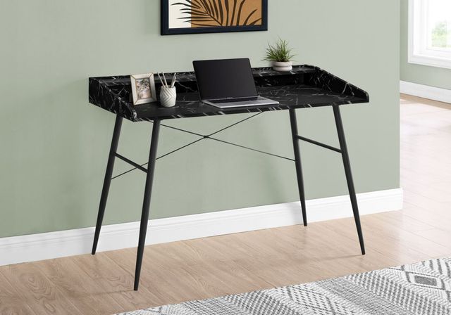 Monarch Specialties Inc. Black/Black Marble Computer Desk-2