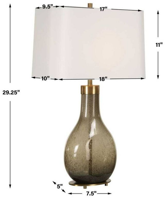 Uttermost® Shyla Dark Moss Glass Table Lamp with Brass Accents-3