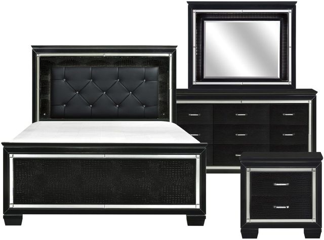 front view of the Homelegance® Allura 4-Piece Black Queen Bedroom Set