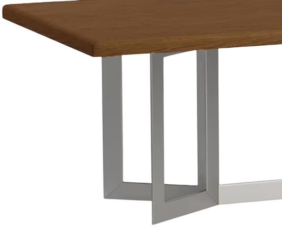 Bassett® Furniture Customizable BenchMade Astor Oak 108" Rectangle Dining Table with Stainless Steel Base-1